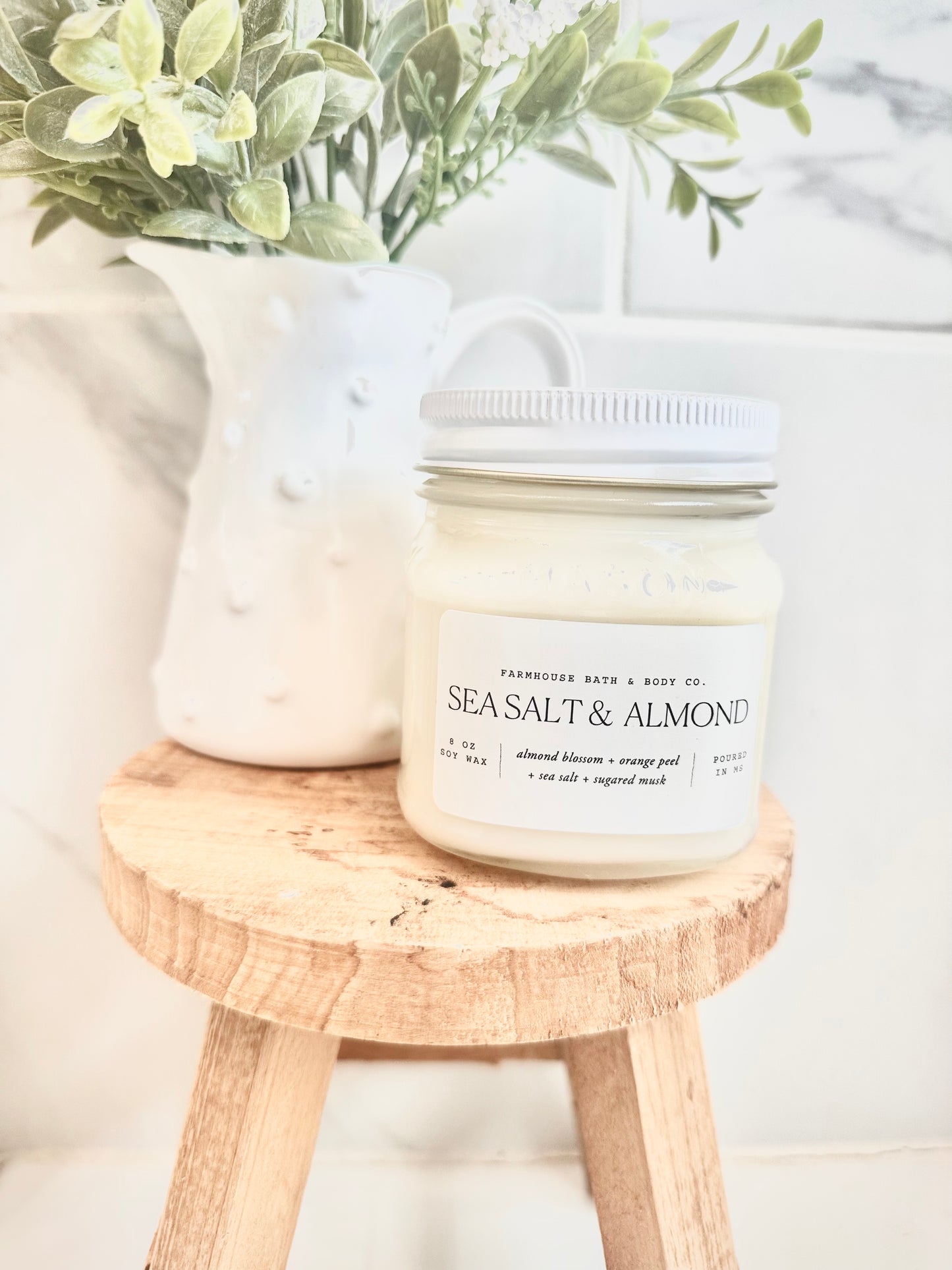 Sea Salt & Almond - Medium Mason Jar Candle