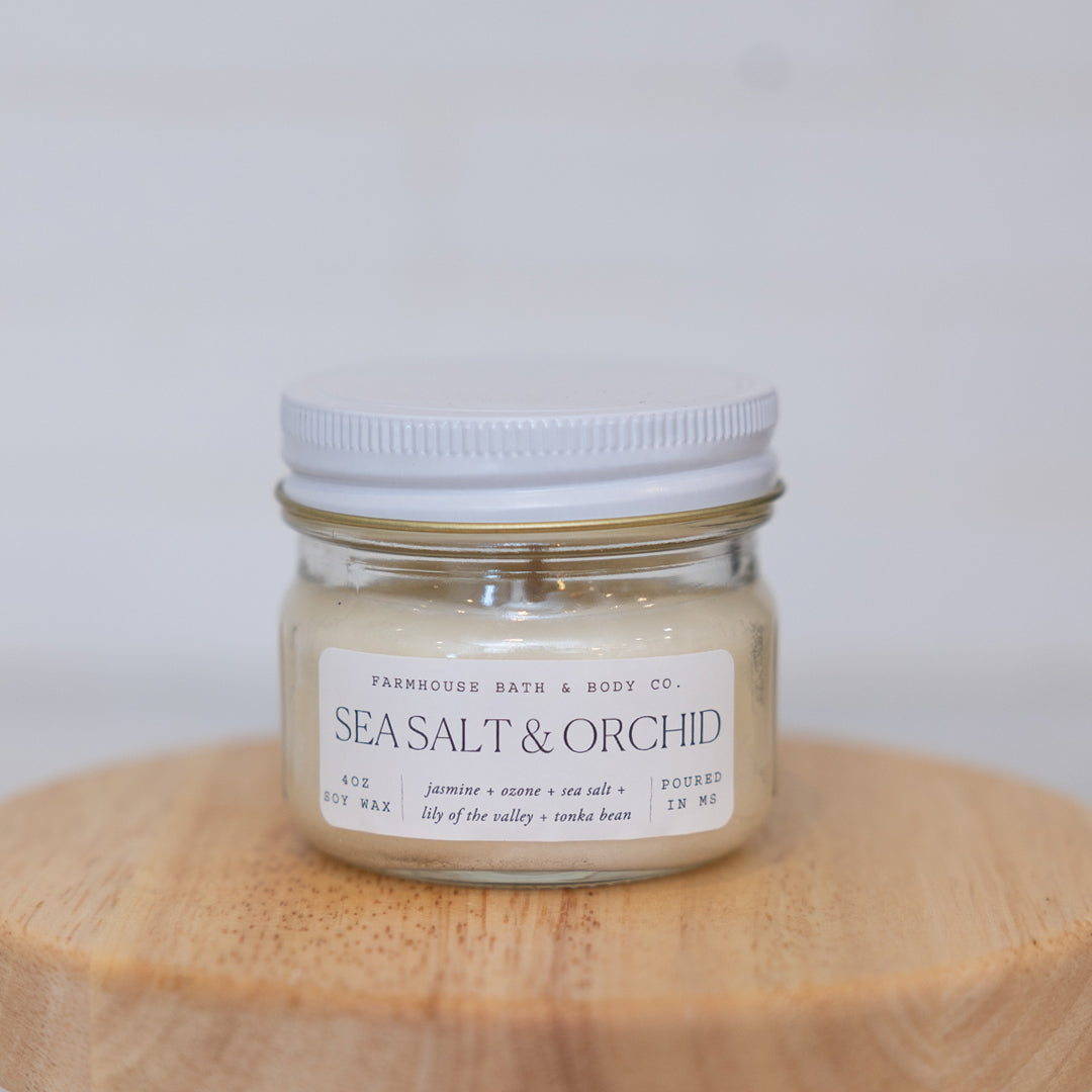 Sea Salt & Orchid - Small Mason Jar Candle