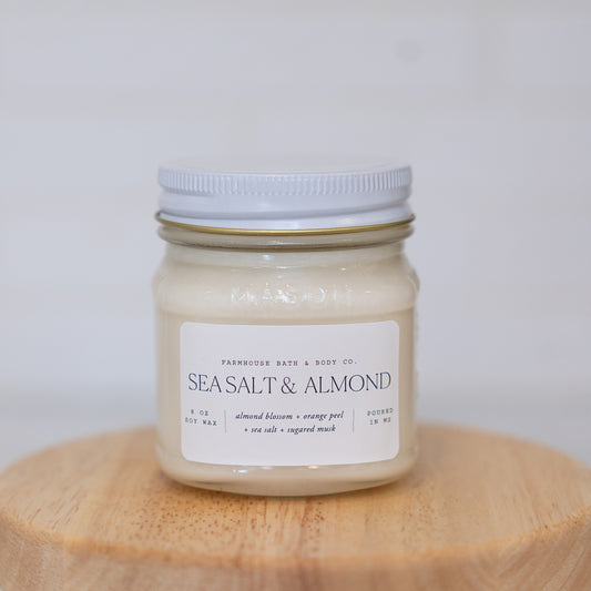 Sea Salt & Almond - Medium Mason Jar Candle