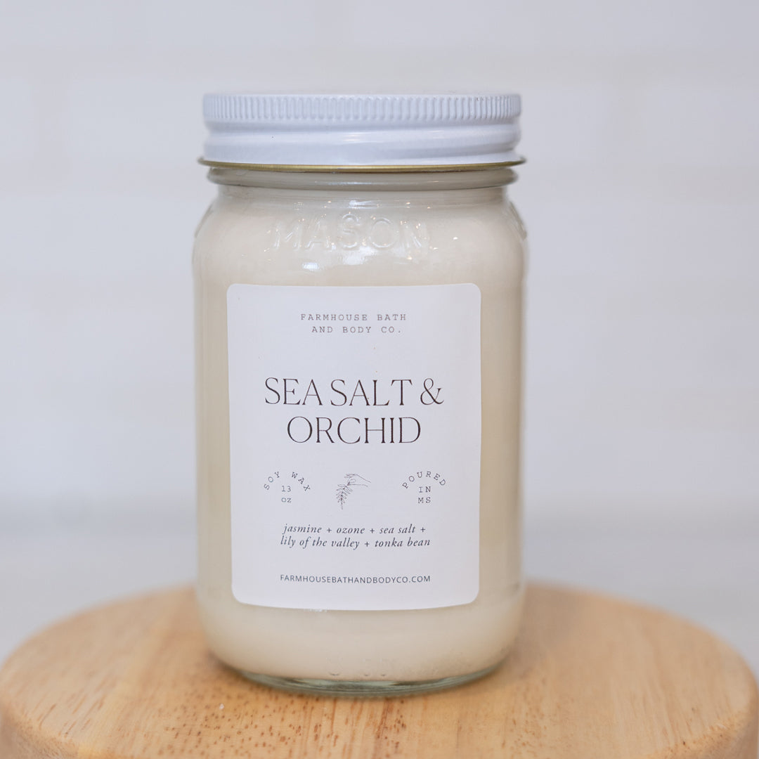 Sea Salt & Orchid - Large Mason Jar Candle