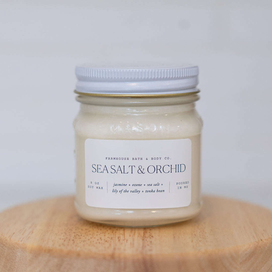 Sea Salt & Orchid - Medium Mason Jar Candle