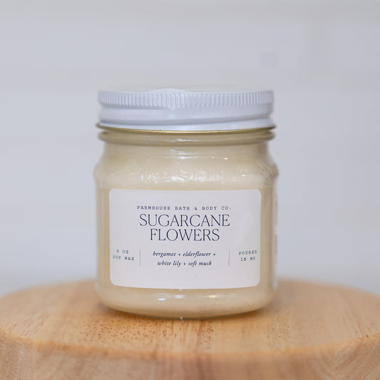 Sugarcane Flowers - Medium Mason Jar Candle